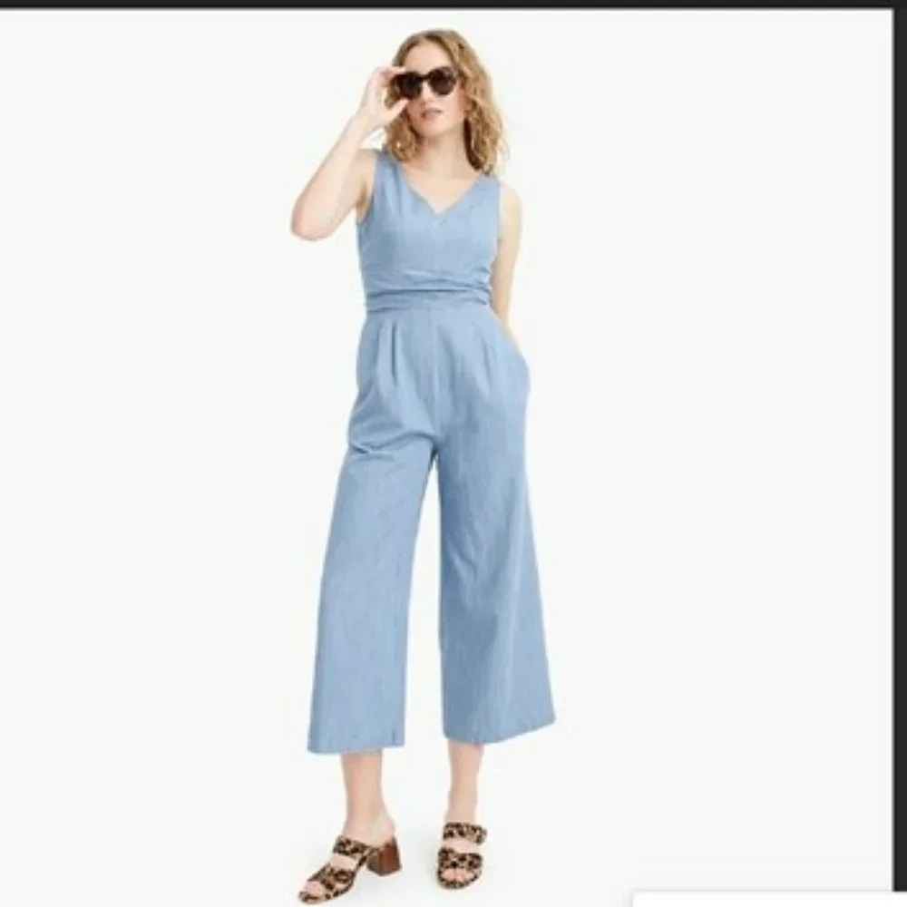 This is THE J Crew Belted Chambray jumpsuit! Size 8, New with Tag - Picture 1 of 8